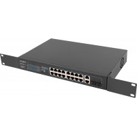 Switch Lanberg 16x 100Mb POE+/2x Combo niezarządzalny Rack 19" Gigabit Ethernet 150W